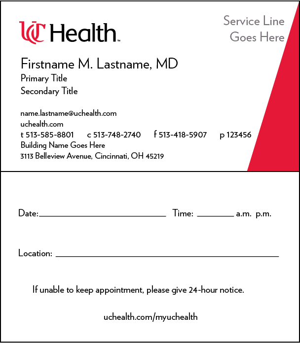 UC Health 1-location appt card